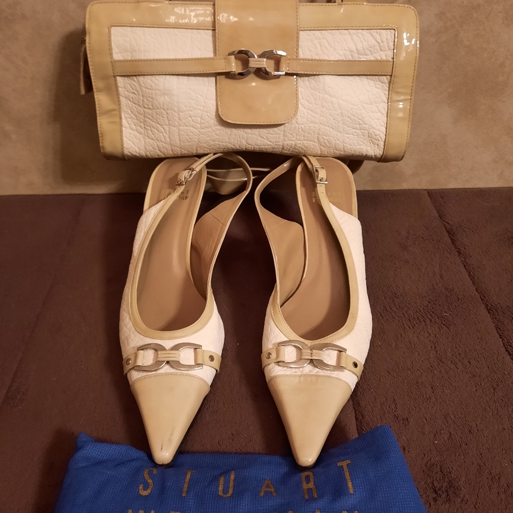 Stuart Weitzman sling back shoes and matching bag